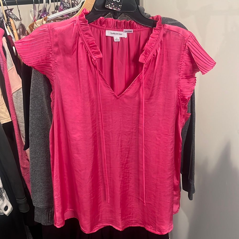 lucky and coco pink blouse size L